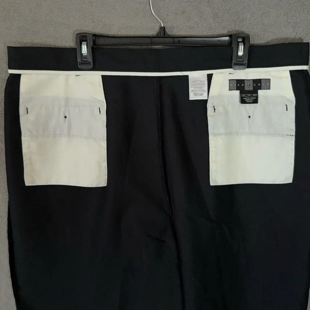 Nike Golf Men Pleated Front Shorts Size 42 Black Vintage Crest Tag Rayon Blend